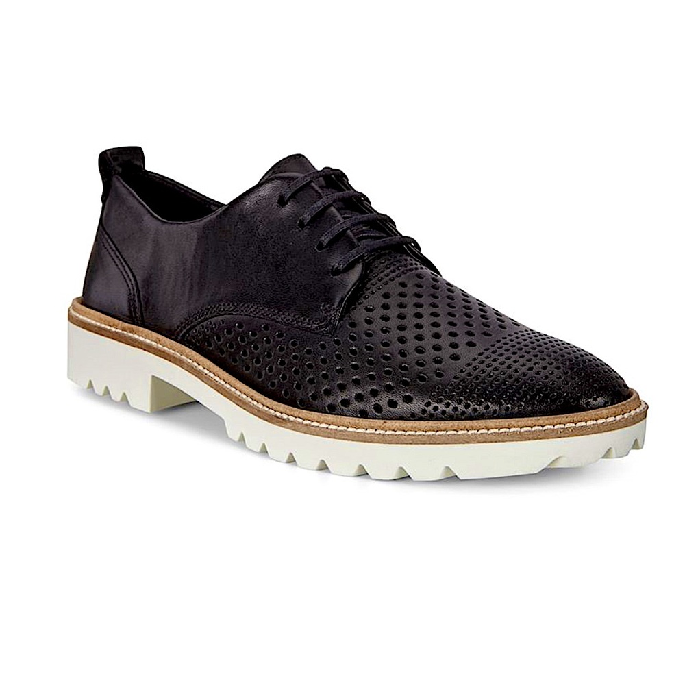 🎉🎉NWOT ECCO WOMEN’S INCISE TAILORED/PERFORATED BLACK LEATHER SHOE/SIZE 40